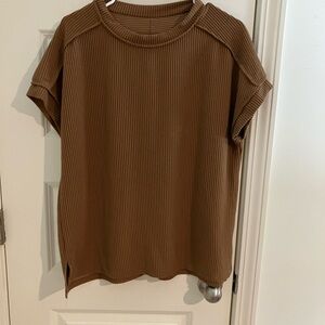 Ribbed Brown Women's Top